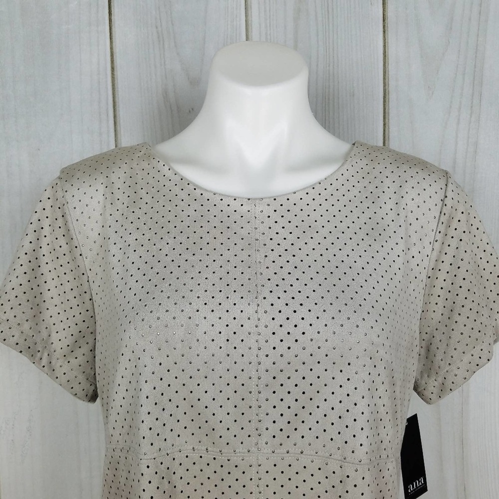 A.N.A. Tan Taupe Faux Suede Dress A-Line Size Large - Picture 4 of 12